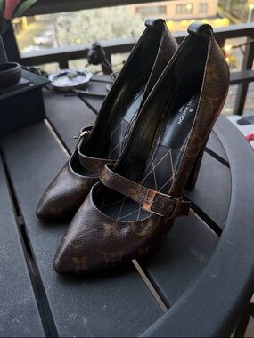 Louis Vuitton Dark Brown Monogram Mary Jane Pumps